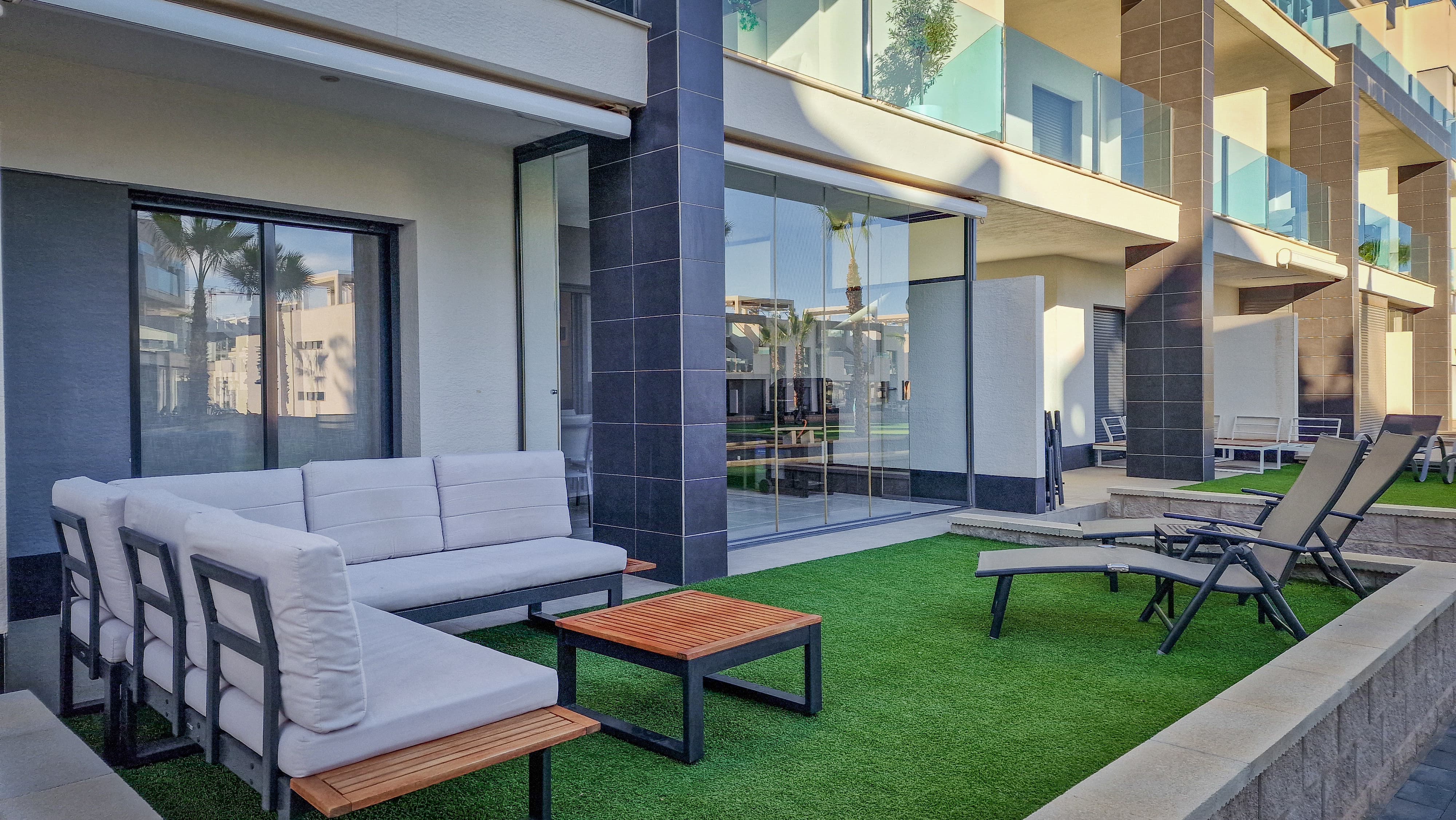 Private garden with loungers