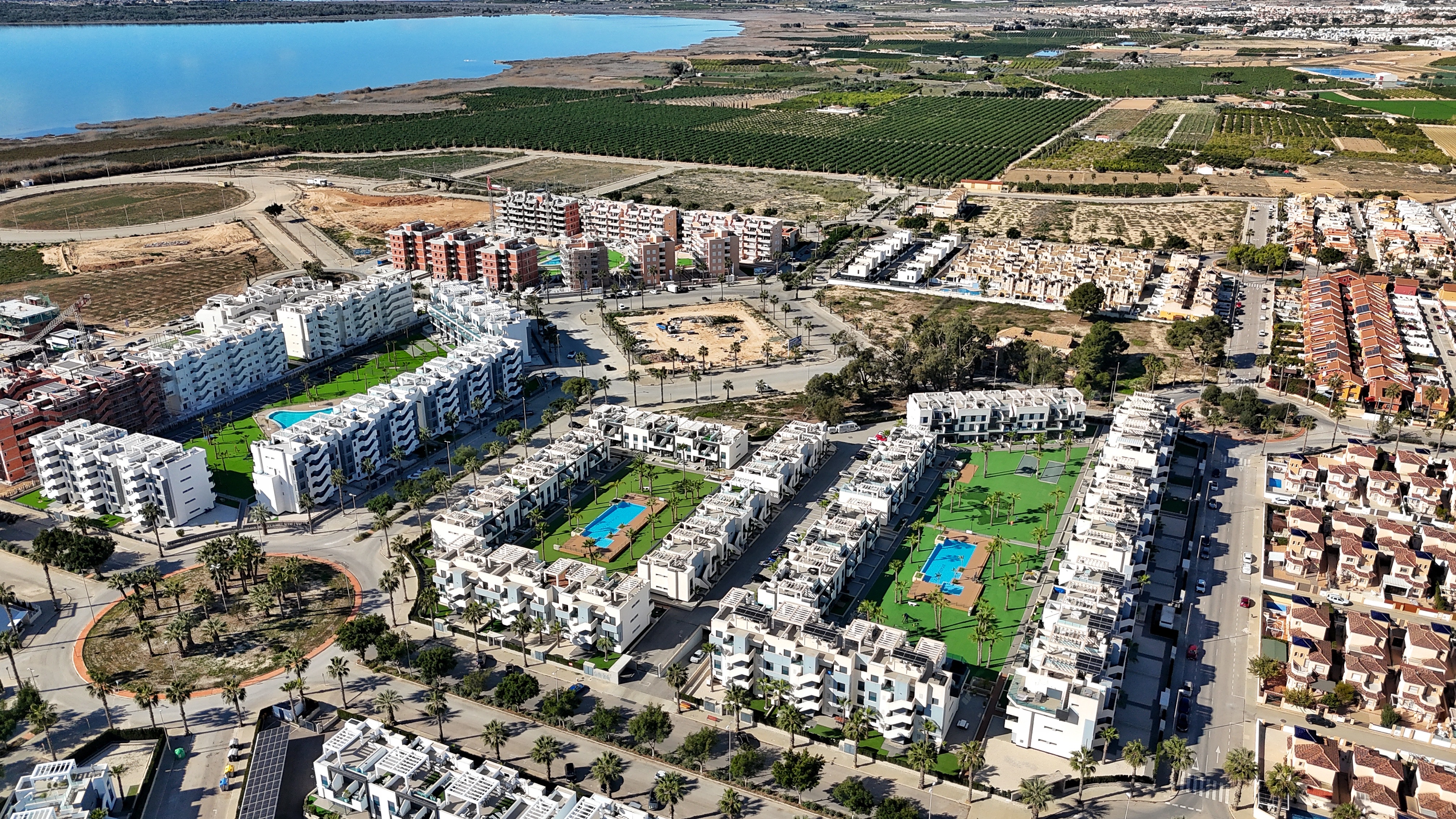 Aerial view complex & Pink Lake